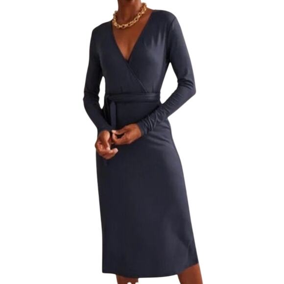 Boden Dresses & Skirts - Boden Navy Nina Jersey Faux Wrap Midi Dress